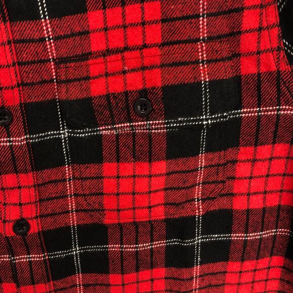 Rainforest Flannel Shirt Mens Small‎ Red Black Plaid Cotton Brushed Heavyweight - Picture 3 of 9